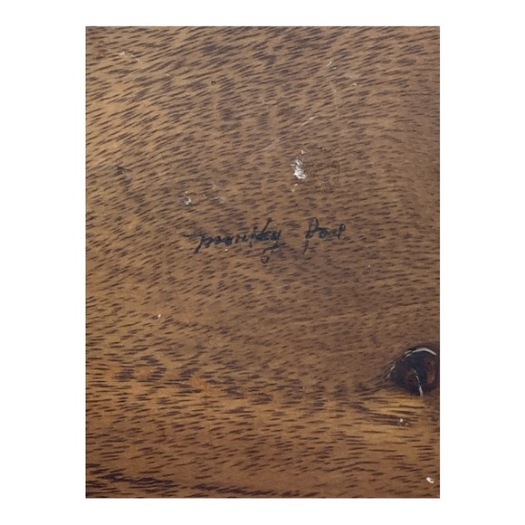 Vintage MCM Monkey pod 10” Wooden Salad Bowl & Tossers - Picture 6 of 9